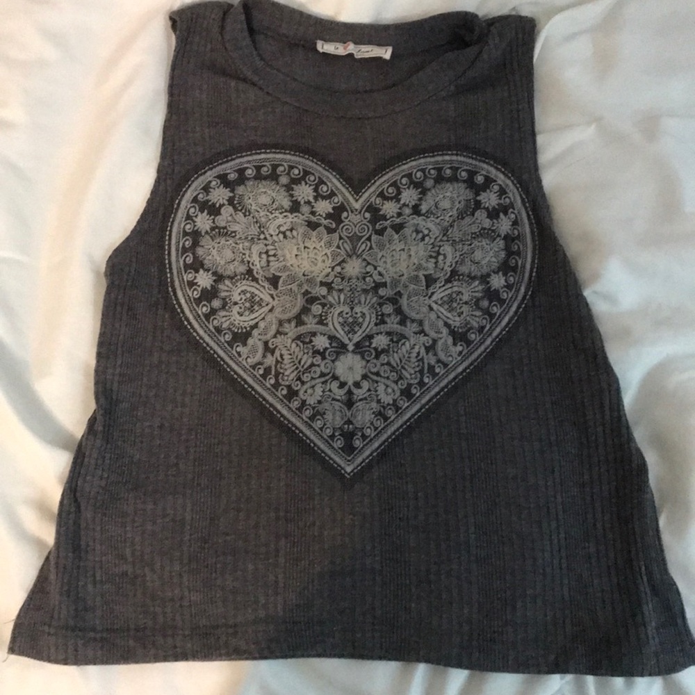 Grey tank with heart detail